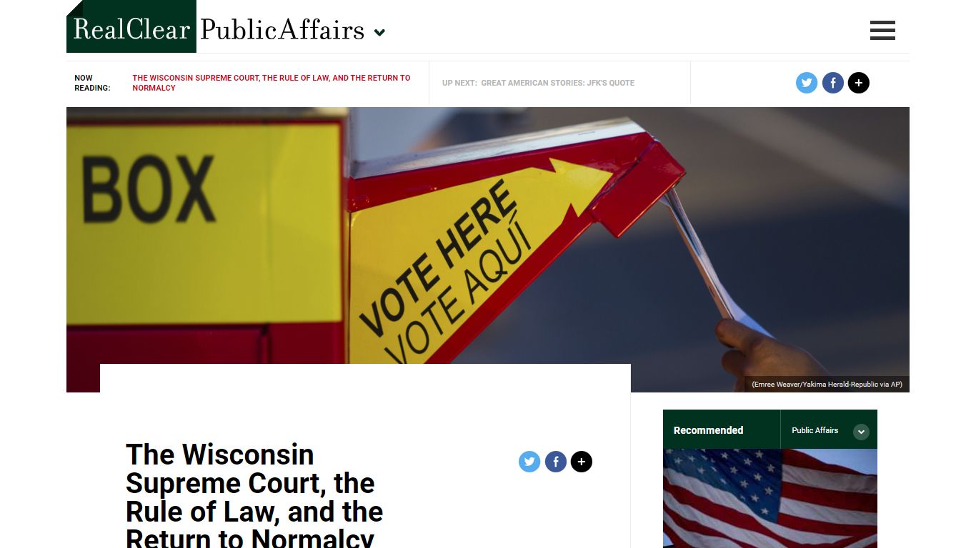The Wisconsin Supreme Court, the Rule of Law, and the Return to ...